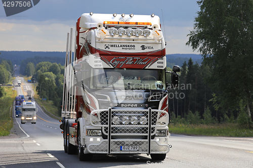 Image of Customized Scania R730 Logging Truck in Convoy