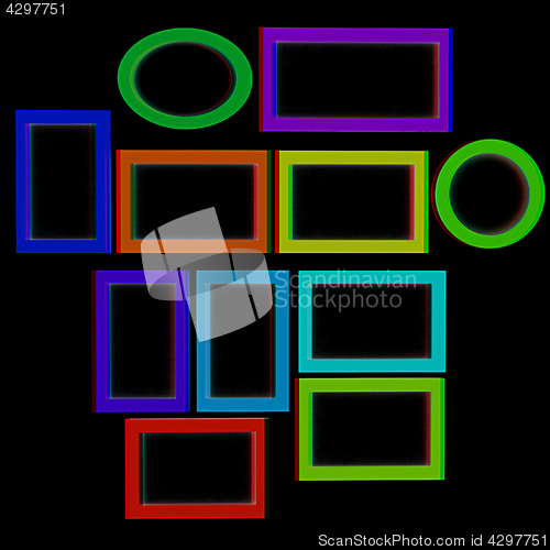 Image of Abstract frames. Conceptual design. 3D illustration. Anaglyph. V