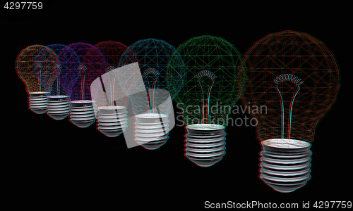 Image of lamps. 3D illustration. Anaglyph. View with red/cyan glasses to 