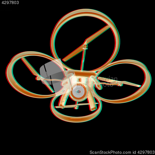 Image of Drone, quadrocopter, with photo camera flying. 3d render. Anagly