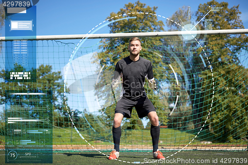 Image of goalkeeper or soccer player at football goal