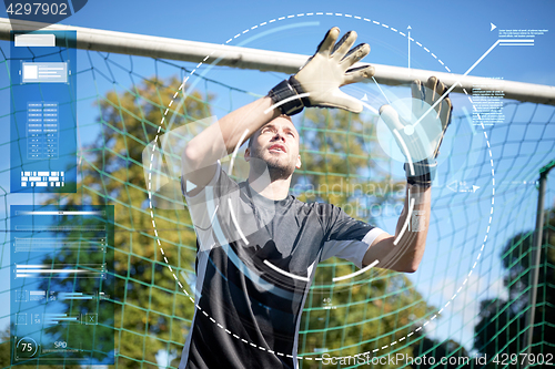 Image of goalkeeper or soccer player at football goal