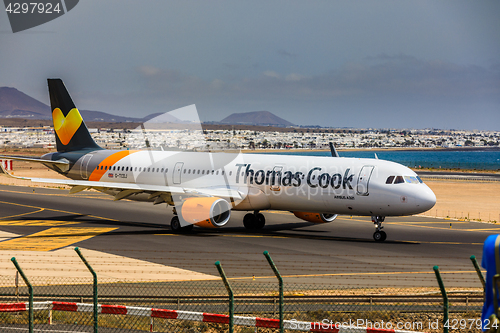 Image of ARECIFE, SPAIN - APRIL, 15 2017: AirBus A321 of Thomas Cook with