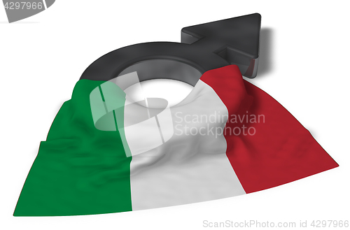Image of mars symbol and flag of italy - 3d rendering