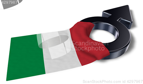 Image of mars symbol and flag of italy - 3d rendering