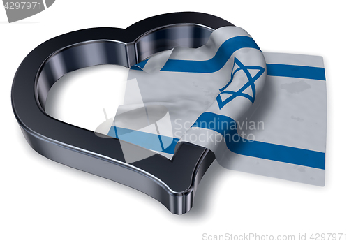 Image of flag of israel and heart symbol - 3d rendering