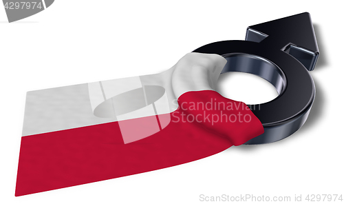 Image of mars symbol and flag of poland - 3d rendering