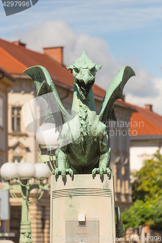 Image of Famous Dragon bridge, symbol of Ljubljana, Slovenia, Europe.