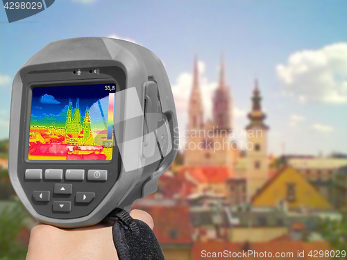 Image of Recording panorama of Zagreb, With Thermal Camera showing differ