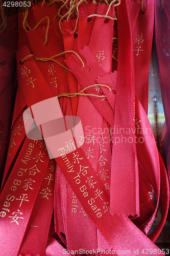 Image of Wish ribbons in chinese buddhist Kek lok Si temple, Malaysia