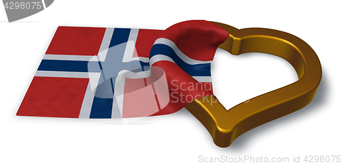 Image of  flag of norway and heart symbol - 3d rendering