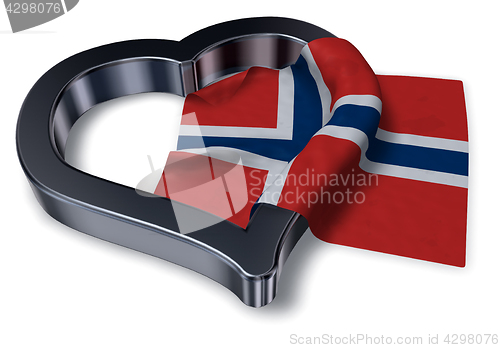 Image of  flag of norway and heart symbol - 3d rendering