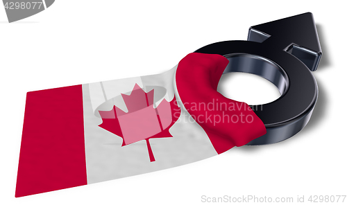 Image of mars symbol and flag of canada - 3d rendering