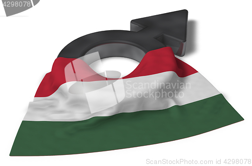 Image of mars symbol and flag of hungary - 3d rendering