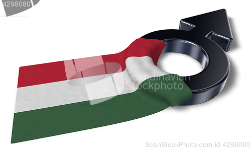 Image of mars symbol and flag of hungary - 3d rendering