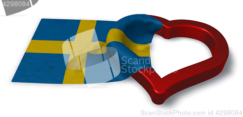 Image of  flag of sweden and heart symbol - 3d rendering
