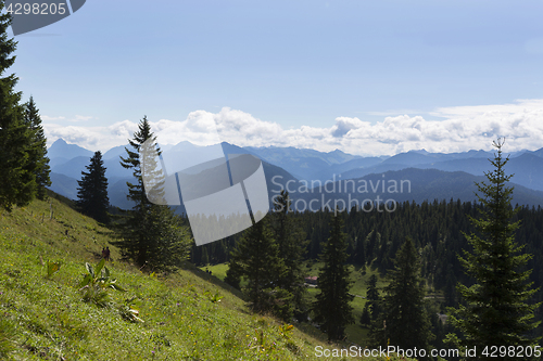 Image of Panorama view from mountain Jochberg in Bavaria, Germany