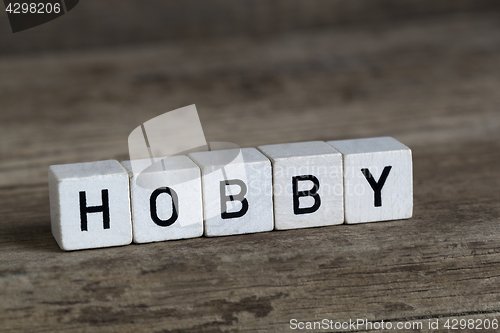 Image of Hobby, written in cubes