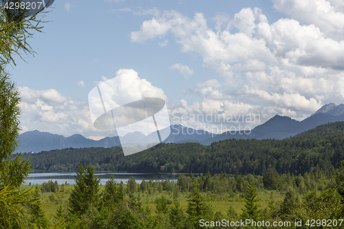 Image of Nature landscape with mountain panorma at Staffelsee, Bavaria, G