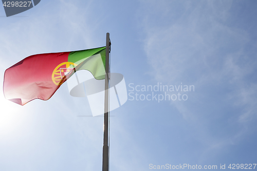 Image of National flag of Portugal on a flagpole