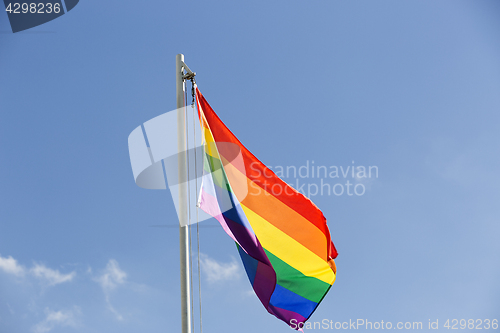 Image of Rainbow flag on a flagpole