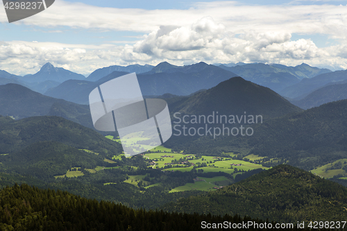 Image of Panorama view from mountain Jochberg in Bavaria, Germany