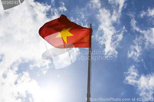 Image of National flag of Vietnam on a flagpole