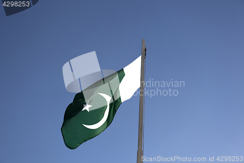 Image of National flag of Pakistan on a flagpole