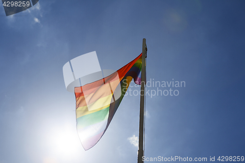 Image of Rainbow flag on a flagpole