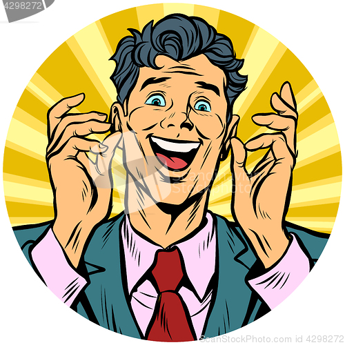 Image of happy man pop art avatar character icon