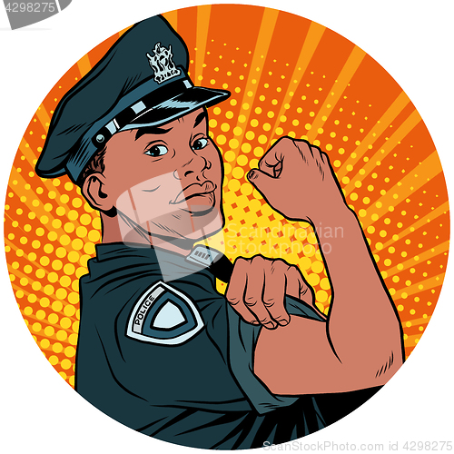 Image of we can do it black policeman African American pop art avatar cha