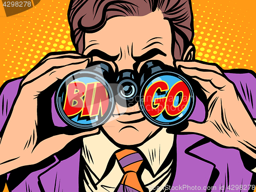 Image of Bingo Businessman looking through binoculars