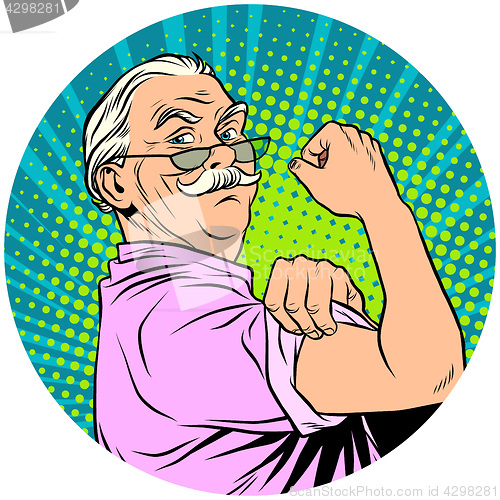 Image of we can do it old man retired pop art avatar character icon