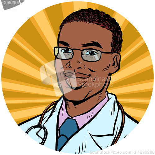 Image of black male doctor African American pop art avatar character icon