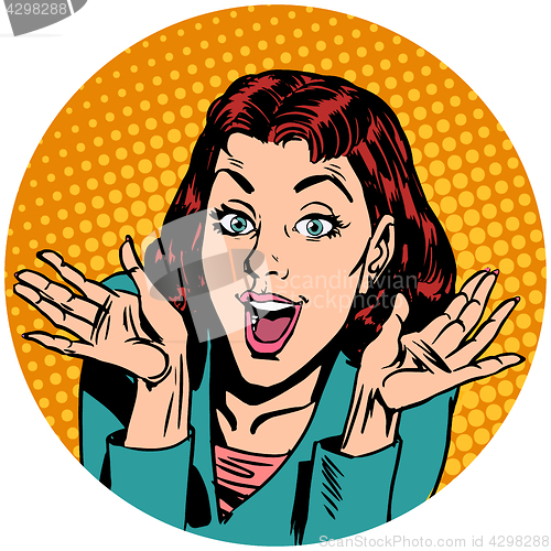 Image of surprise woman pop art avatar character icon