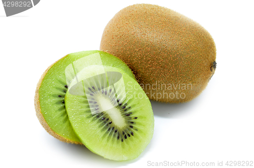 Image of Kiwi fruit, slice of qiwi isolated on white background