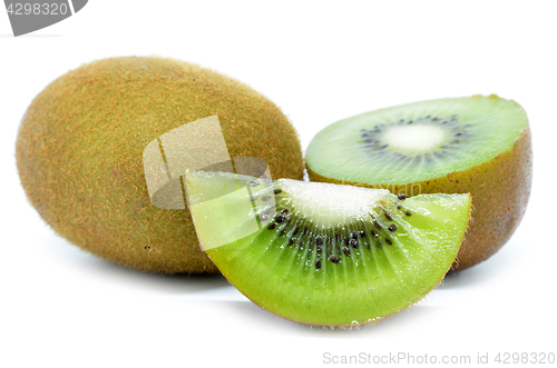 Image of Kiwi fruit, slice of qiwi isolated on white background