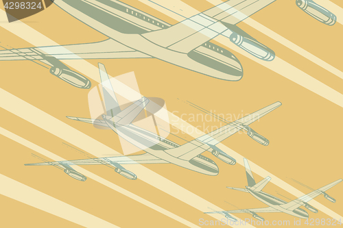 Image of Air transport in the sky travel background