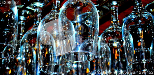 Image of Bar glasses upside down.