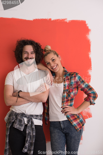 Image of couple in love  over color background