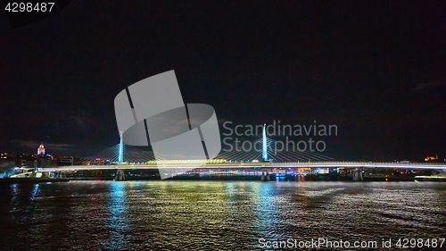 Image of The Golden Horn Metro Bridge or Halic Metro Koprusu in Istanbul, Turkey.