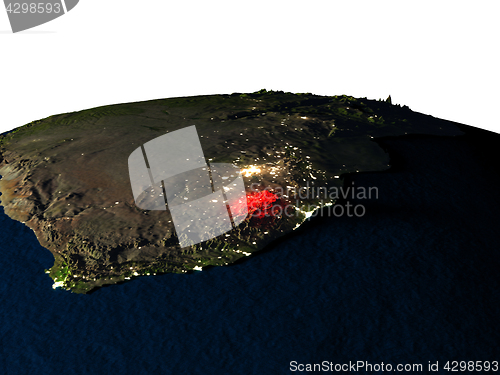Image of Lesotho from space at night