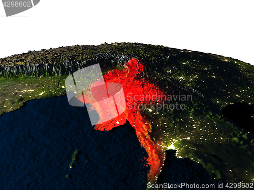 Image of Myanmar from space at night