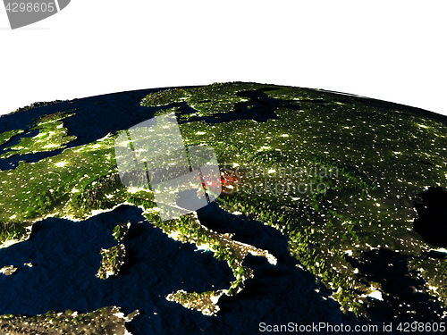 Image of Slovenia from space at night