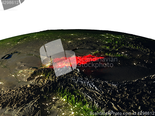 Image of Kyrgyzstan from space at night