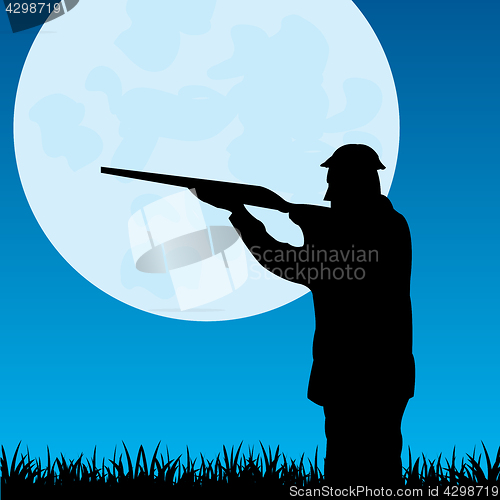 Image of Silhouette of the huntsman at moon