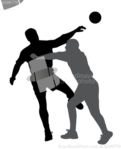 Image of Handball player blocking opponent player