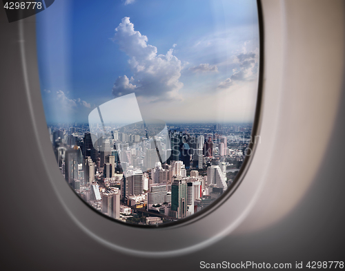 Image of city view from plane window