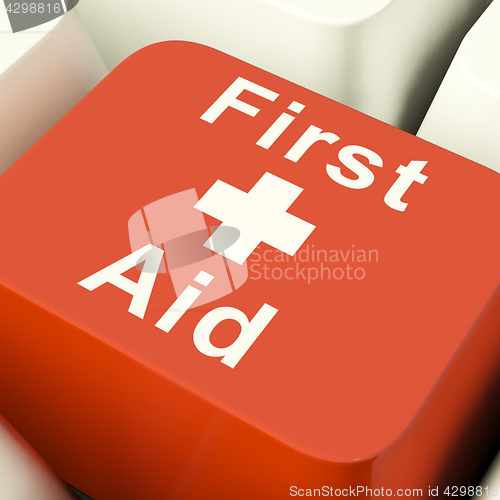 Image of First Aid Computer Key Showing Emergency Medical Help