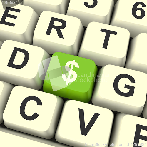 Image of Dollar Symbol Computer Key Showing Money Or Investment